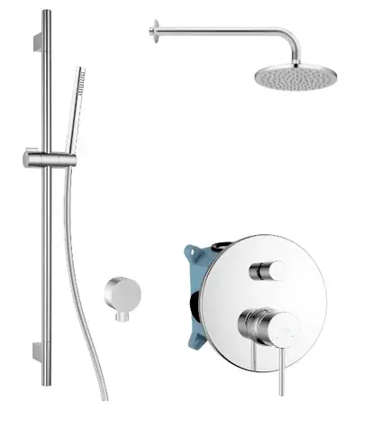 Kielle - Duschset mit Unterputzmischer für 2 Geräte, mit EcoSpare-Zubehör und -Körper, Chrom