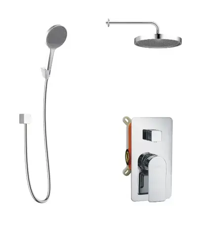 Kielle - Duschset mit Unterputzmischer für 2 Geräte, mit EcoSpare-Zubehör und -Körper, Chrom