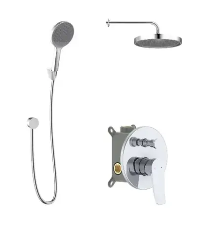 Kielle - Duschset mit Unterputzmischer für 2 Geräte, mit EcoSpare-Zubehör und -Körper, Chrom