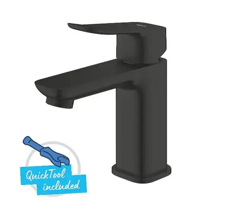 Grohe - Waschtischarmatur mit Push-Open-Ablaufgarnitur, Kaltstart, mattschwarz