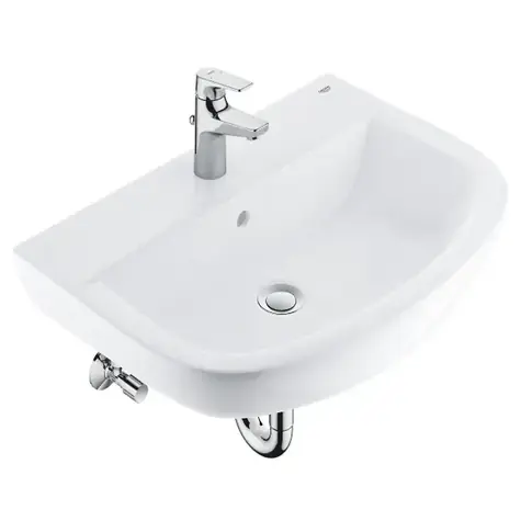 Grohe - Waschtischset 60 cm und Start Flow Armatur mit Ablaufgarnitur, Alpinweiß/Chrom