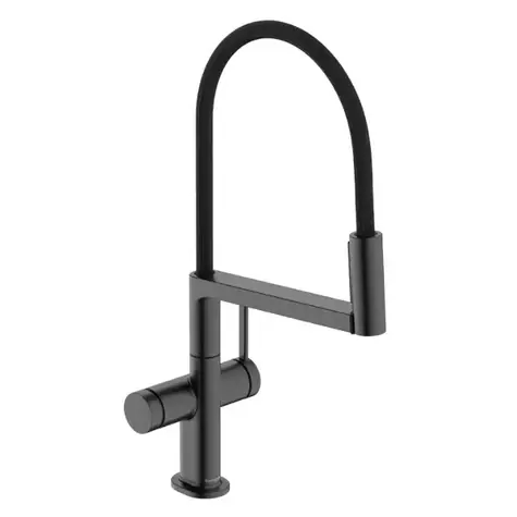 Hansgrohe - Spültischarmatur mit flexiblem Auslauf und Brause, EcoSmart, gebürstetes Schwarzchrom