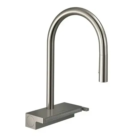 Hansgrohe - Aquno Select Spültischarmatur mit Ausziehbrause und Flachbrause, Sbox, Edelstahloptik