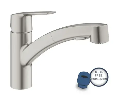 Grohe - Spültischarmatur mit Ausziehbrause, Superstahl