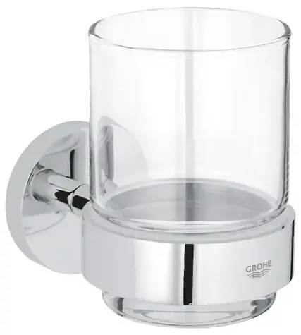 Grohe - Glas für Zahnbürste und Zahnpasta, mit Halter, Glas/Chrom