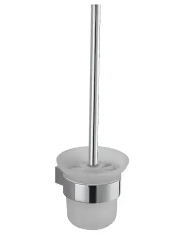 kielle - Wand-WC-Bürste mit Halterung, Milchglas/Chrom