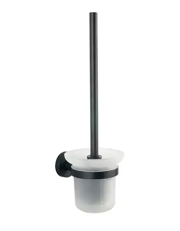 kielle - Wand-WC-Bürste mit Halterung, Milchglas/Mattschwarz
