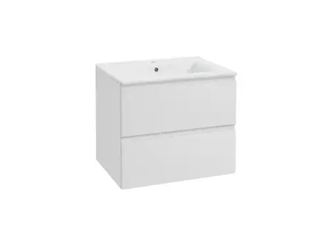 Kielle - Waschtischunterschrank, 60 x 55 x 46 cm, 2 Schubladen, Hochglanzweiß