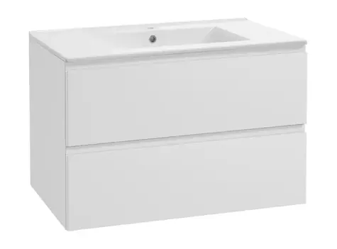 kielle - Waschbeckenunterschrank, 80x55x46 cm, 2 Schubladen, weiß glänzend