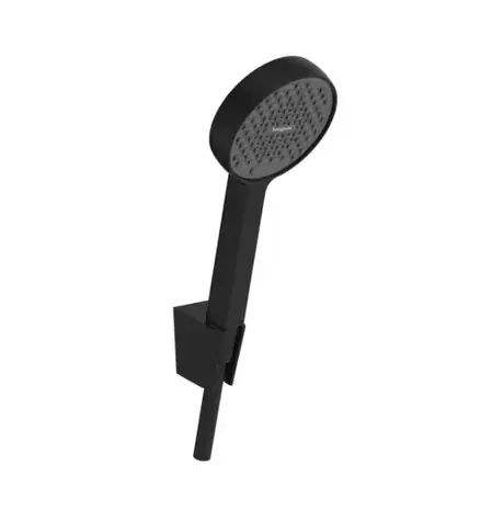 Hansgrohe - Duschkopf-Set mit Halterung und Schlauch, 2 Strahlarten, EcoSmart, matt schwarz