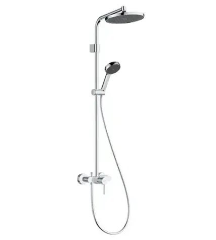 Hansgrohe - Duschset mit Mischbatterie, Durchmesser 24 cm, 2 Strahlarten, EcoSmart, Chrom