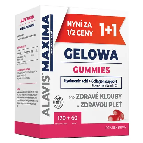 ALAVIS MAXIMA Gelowa Gummies 120 Tabletten + 60 Kapseln / Hyaluronsäure / Kollagenunterstützung / Nahrungsergänzungsmittel