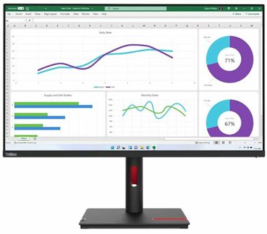 31,5" Lenovo T32h-30 schwarz / IPS / 2560x1440 / 4ms / 1000:1 / 350cd-m2 / DP+HDMI / Pivot / VESA 