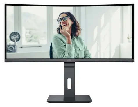 34" AOC CU34P3CV schwarz / VA / 3440 x 1440 / 21:9 / 4ms / 3000:1 / 300cd-m2 / HDMI + DP / VESA / Lautsprecher