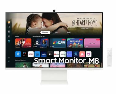 Ausgepackt - 32" Samsung SMART M8 M80D weiß / VA / 3840x2160 / 16:9 / 4ms / 3000:1 / 400cd-m2 / HDMI + DP / USB / VESA / ausgepackt
