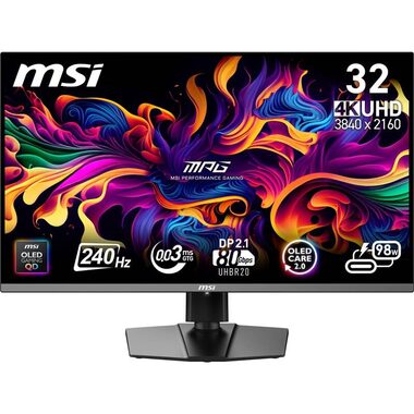 32" MSI MPG 322URX QD-OLED schwarz / 3840 x 2160 / OLED / 16:9 / 0,03 ms / 1,5 M:1 / DP+HDMI +USB-C