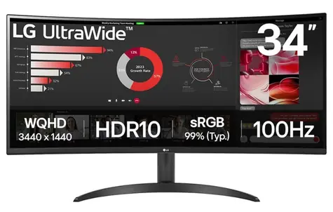 34" LG UltraWide 34WR50QK-B / VA / 3440x1440 / 21:9 / 3000:1 / 5ms / 300cd-m2 / HDMI / DP / VESA