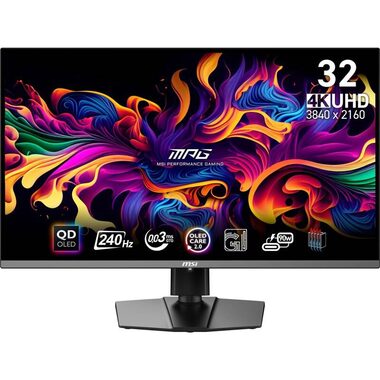 31,5" MSI MPG 321URX QD-OLED schwarz / 3840 x 2160 / QD-OLED / 16:9 / 0,03 ms / 1,5 M:1 / 250 cd-m2 / HDMI + DP / VESA
