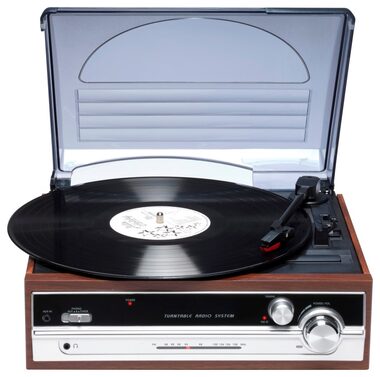 Denver VPR-190 braun / Plattenspieler / mit Radio / eingebauten Lautsprechern / Kopfhörerausgang