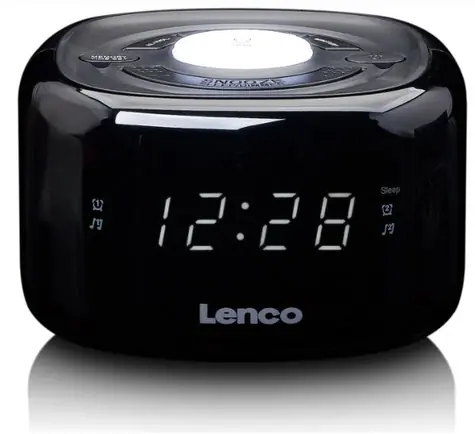 LENCO CR-12 schwarz / UKW-Radio / Uhr / Alarm / Nachtlicht / LED-Anzeige