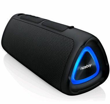 Niceboy RAZE Fusion schwarz / Tragbarer Bluetooth-Lautsprecher / 10 W / BT & USB-A & microSD & 3,5-mm-Buchse / IPX4 / 1200 mAh
