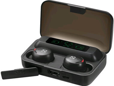 Sandberg Earbuds + Powerbank / kabellose Kopfhörer mit Mikrofon + Powerbank / BT 5.1 / 2000 mAh