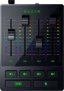 Razer Audio Mixer schwarz / Audiomixer / 4X Kanal-Lautstärkeregler / Mikrofonstummschaltung