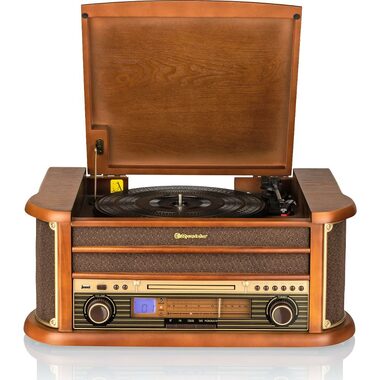 ROADSTAR HIF-1993BT braun / Plattenspieler / 33 & 45 & 78 U/min / 40 W / AM & FM / CD / USB / Fernbedienung 