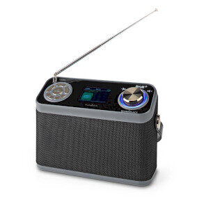 Nedis RDDB5200BK grau / Radioempfänger / DAB+ / FM / 2,4" / Digital / 24 W / USB / AUX 