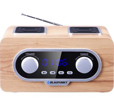 Blaupunkt PP 5.2CR Holz / Tragbares Radio / FM / AUX / Uhr / Fernbedienung / 3-4 Stunden Betriebszeit