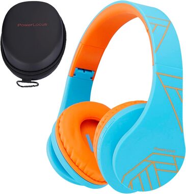 PowerLocus P2 Kids Blau/Orange / Kabellose Kinderkopfhörer mit Mikrofon / Bluetooth 5.3