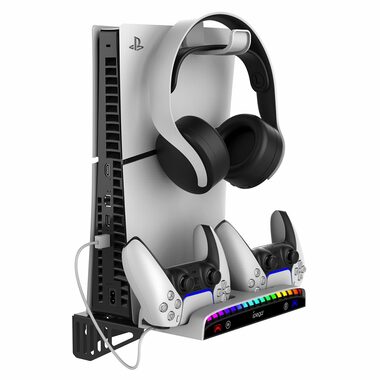 iPega P5S011 Wandständer für PS5/PS5 Slim mit Dual-Ladestation für PS5-Controller