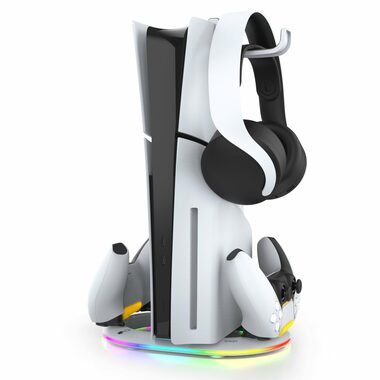 iPega P5S045 Vertikaler Ladeständer mit RGB für PS5/PS5 Slim weiß