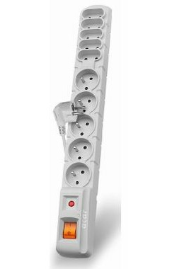Acar S10 3M Kabel / 5+5 Steckdosen / Überspannungsschutz / Weiß