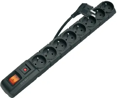 Acar S8 5m Kabel / 8 Steckdosen / Überspannungsschutz / Schwarz