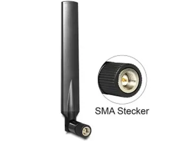 DeLock LTE Antenne SMA Band 1/3/7/20 -5 ~ -2,8 dBi / omnidirektional gelenkig / schwarz