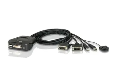 Aten CS22D / 2- Port USB-DVI-KVM-Switch / Remote Port -Wahlschalter / 0,9 m Kabel