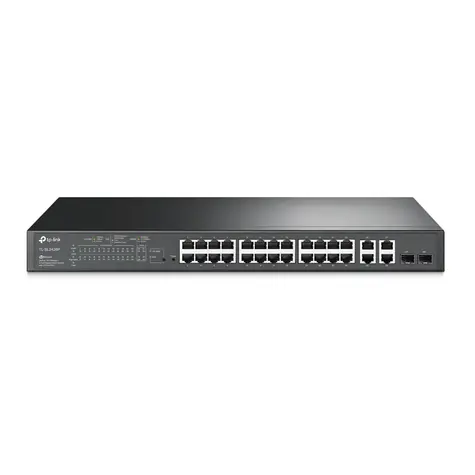 TP-LINK T1500-28PCT (TL-SL2428P) / Switch / 12,8 Gbit/s / 24x LAN / 2x GLAN / 2x Gigabit SFP / PoE+