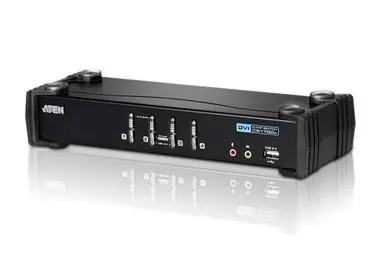 Aten CS1764A / 4- Port DVI USB 2.0 KVMP-Switch / 4X DVI-D-Kabel / 2- Port -Hub / Audio