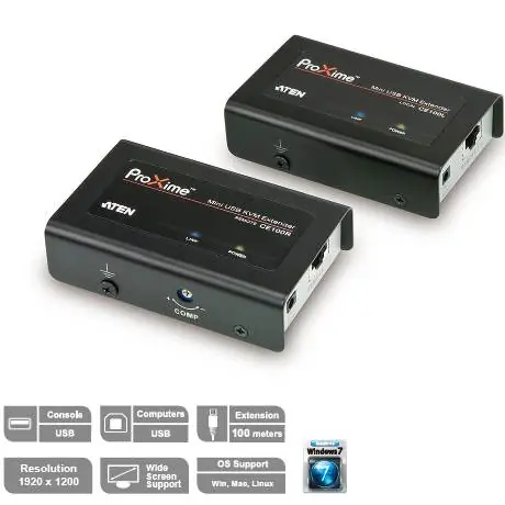 Aten Extender PC-Konsole für 100m USB bis 1920x1200 Pixel / Surge