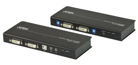 Aten Extender PC-Konsole Dual DVI bis zu 60m / USB / bis zu 1920 x 1200 Pixel / Surge / RS-232