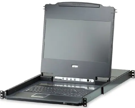 Aten CL-6708MW / 8- Port -KVM-USB / DVI / OSD / Einzelschienen-Rack / 17,3-Zoll-FHD-LCD / Touchpad / Tastatur
