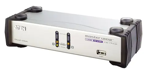 Aten CS-1742C / 2- Port Dual View KVM USB / USB-Hub / Audio / 1,2 m Kabel