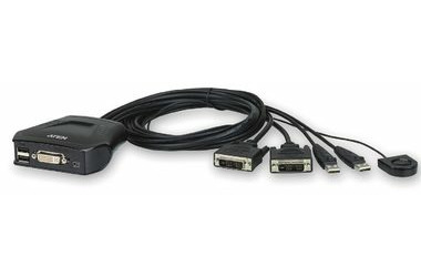 Aten CS-22D / 2- Port DVI KVM USB Mini / integrierte Kabel / Umschalttaste