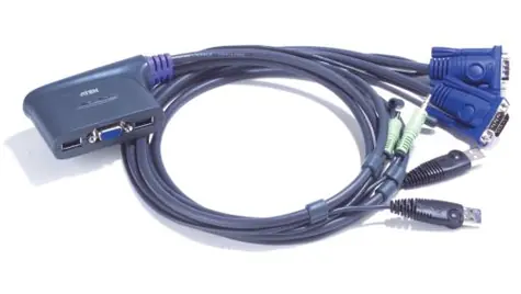 Aten CS-62U / 2- Port -Mini-KVM-USB / Audio / 1,8 m integrierte Kabel