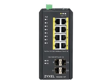 ZyXEL RGS200-12P / Desktop-Switch / 12x 1 Gbit/s / 8x GbE + 4X SFP / PoE 30W