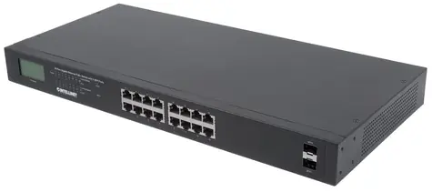 Intellinet Switch 16- Port Gigabit PoE+ LCD / 16- Port / 2x SFP / 1000 Mbit/s / 16x PoE+ / 19"