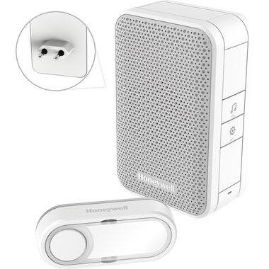 Honeywell DC312SP2USB / kabellose Türklingel Serie 3 / 6 Melodien / Steckdosensockel mit USB-Ladegerät