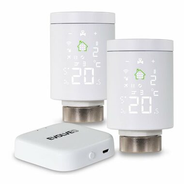 Evolveo Heat M30 Starter Pack / 2x intelligenter Thermostat-Heizkörperkopf und Zentraleinheit