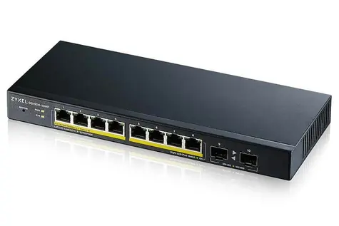 ZyXEL GS1900-10HP v2 / 10- Port -Switch / 8x GbE RJ-45 / 2x GbE SFP / PoE 802.3at / QoS / VLAN